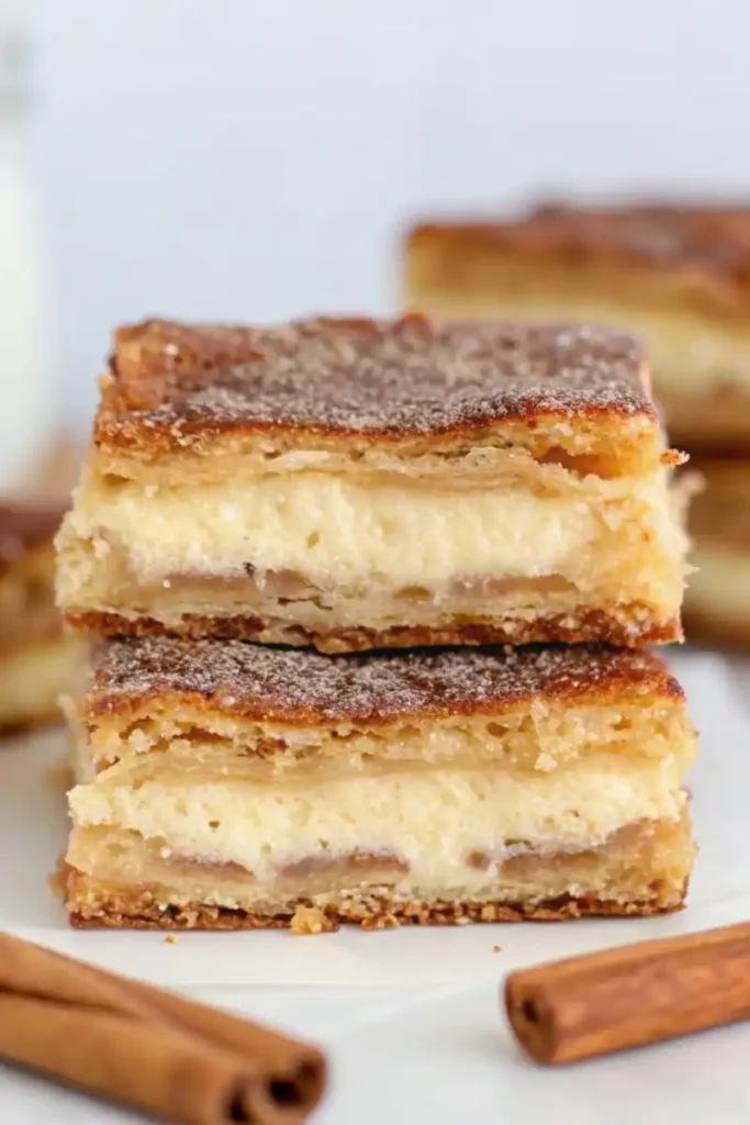 Two churro cheesecake slices close-up