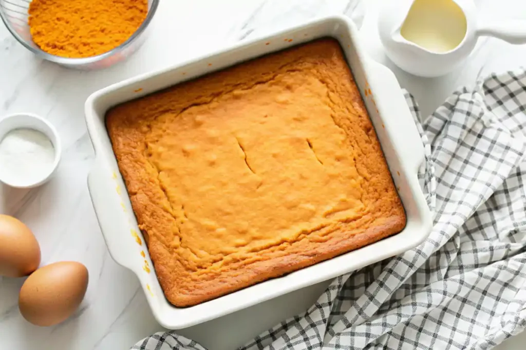 Sweet potato cornbread in baking dish